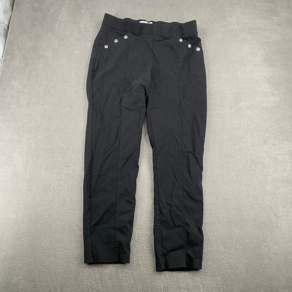 Retrology Womens Black Pull On Button Detail Stretch Pants Size Large RN 114186